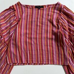 Romeo & Juliet Couture Asymmetrical Ruched Red Blouse